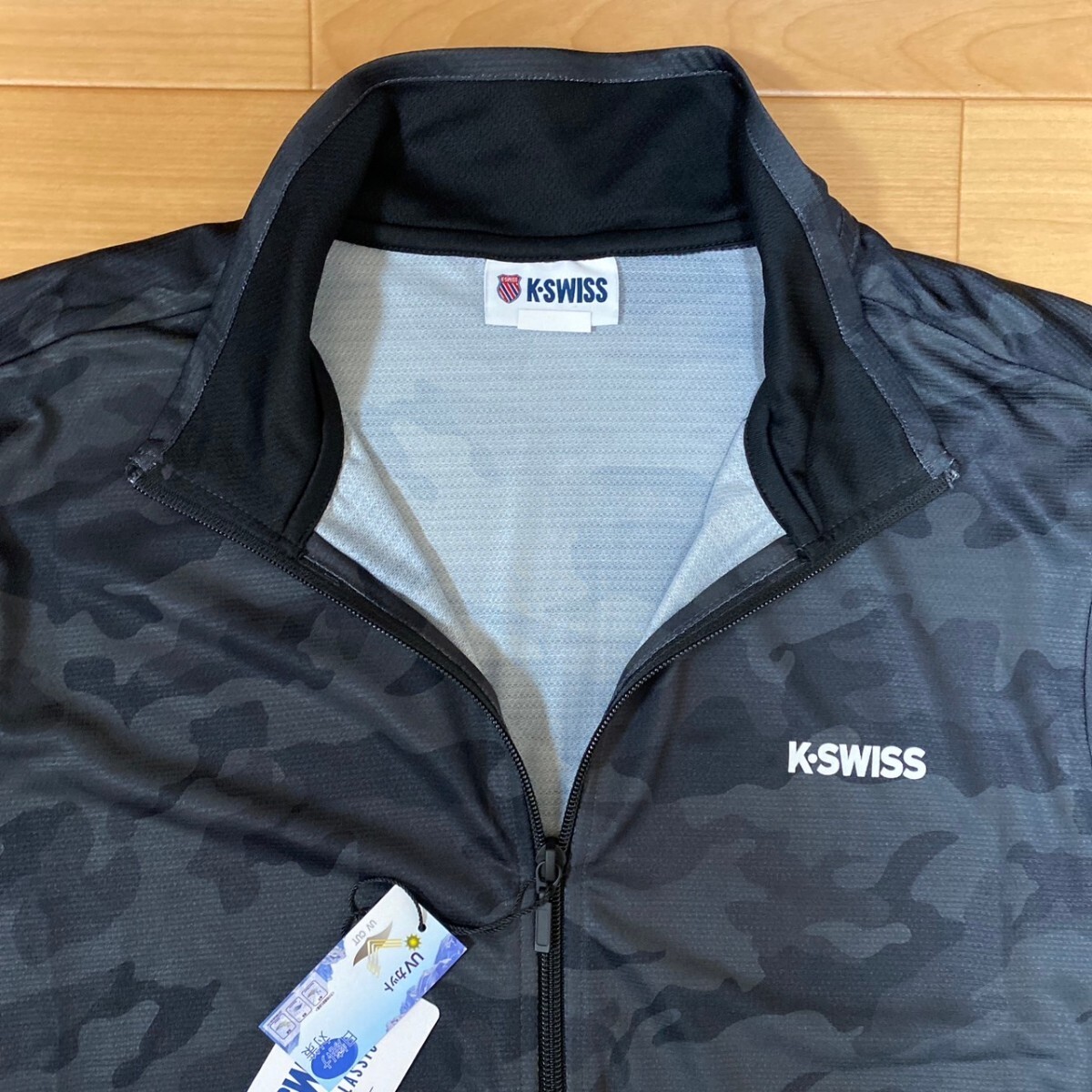 L ケースイスK-SWISS 新品 UVジャケット 上着 長袖 日除け服 黒 UVカット 日焼け対策 メンズ 紳士 アウトドア スポーツ ゴルフウェア golfの画像3