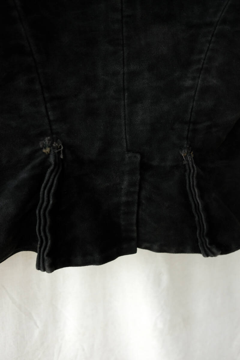 1900's ヴィンテージ オランダ製 ブラックモールスキンダブルブレストワークジャケット テーラードジャケット 10s 20s ベストの画像6