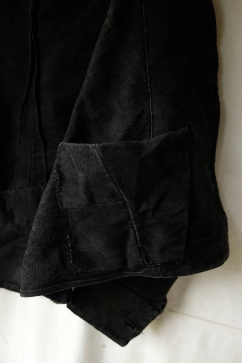 1900's ヴィンテージ オランダ製 ブラックモールスキンダブルブレストワークジャケット テーラードジャケット 10s 20s ベストの画像8