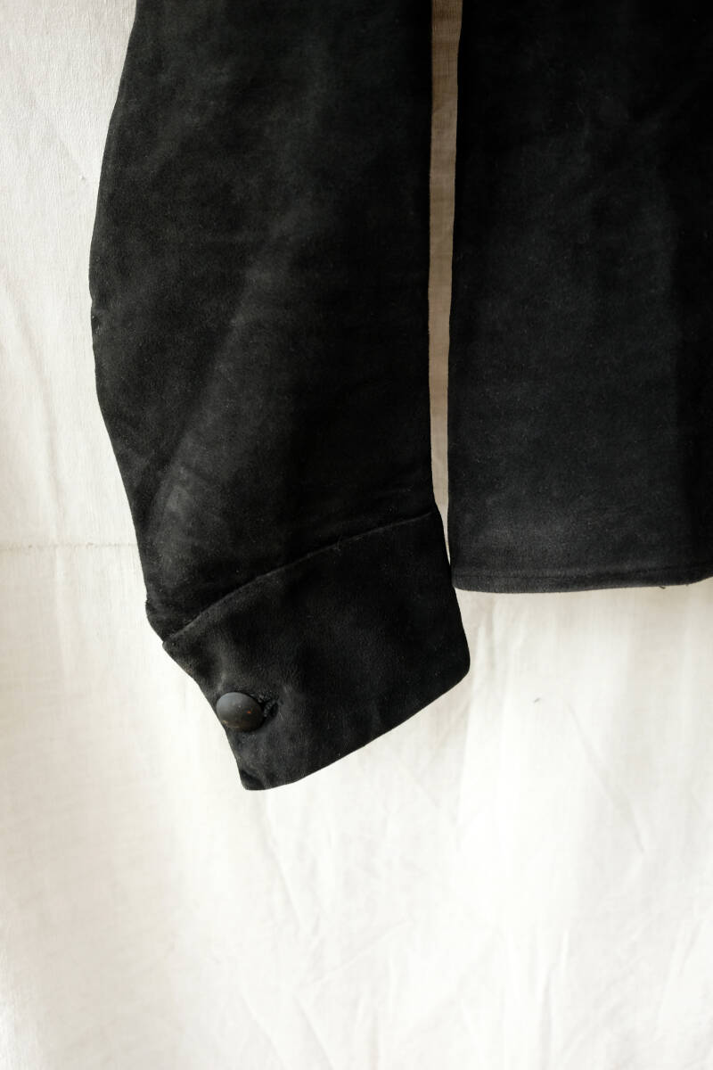 1900's ヴィンテージ オランダ製 ブラックモールスキンダブルブレストワークジャケット テーラードジャケット 10s 20s ベストの画像4
