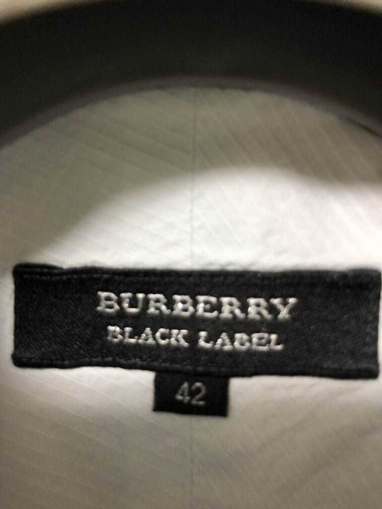 ◆BURBERRY BLACK LABEL バーバリー ブラックレーベル 胸ロゴ刺繍 長袖シャツ サイズ42 の画像7