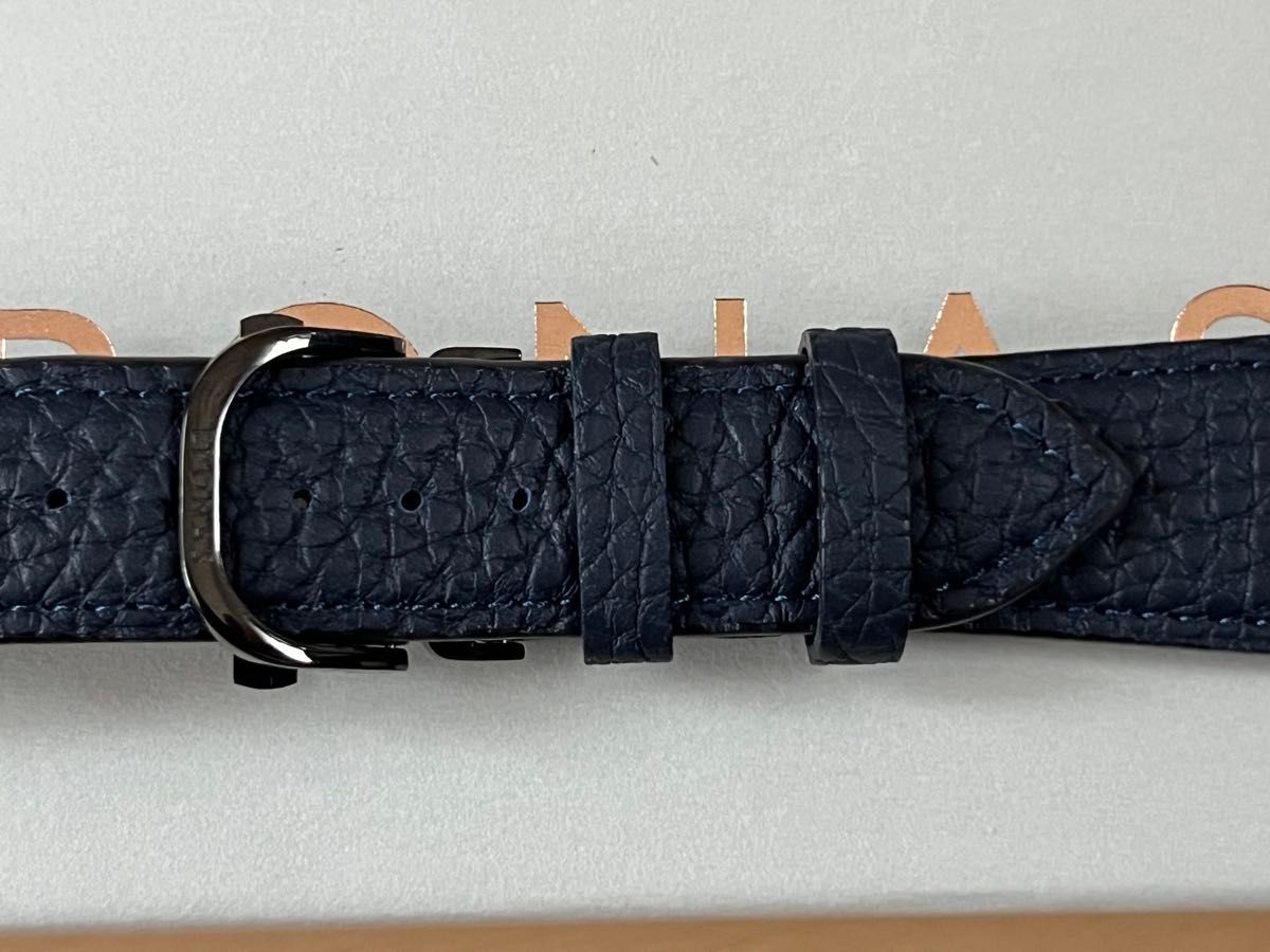 EPONAS Apple Watch 44,45mm用レザーバンド ブラックメタル ミッドナイトブルー Lサイズ