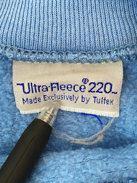 古着 80s USA製 Ultra Fleece 220 by Tultex 無地 ソリッド ラグラン スウェット トレーナー 半袖 ブルー XL位_画像6