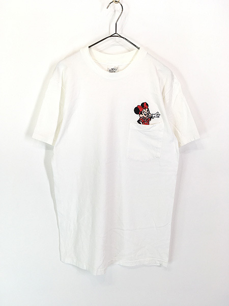  lady's old clothes 90s USA made THE Disney Minnie minnie .... pocket T-shirt pokeT M old clothes 