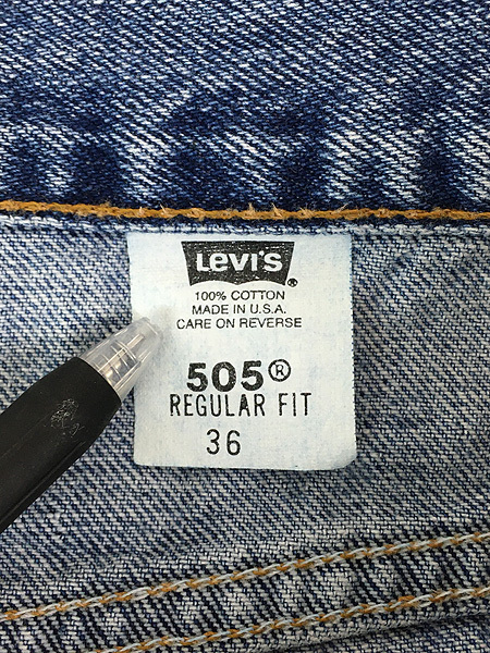 古着 00s USA製 Levi's 505 「00 レングス」 ブルー デニム ショーツ ハーフ パンツ W34_画像6