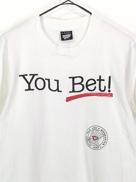 レディース 古着 80s USA製 SCREEN STARS 「You Bet!」 メッセージ プリント Tシャツ M 古着_画像2