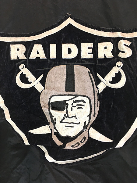 古着 80s USA製 STARTER NFL Las Vegas Raiders レイダース 光沢 サテン スタジャン ジャケット M 古着の画像4