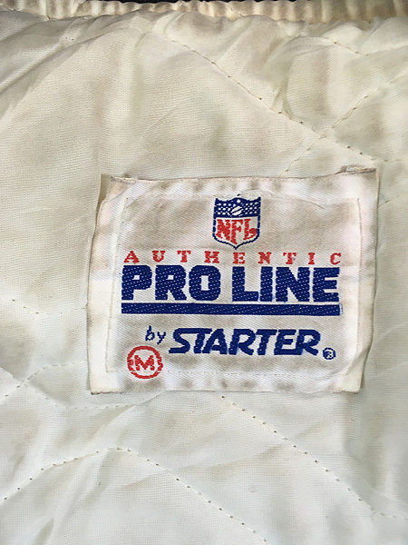 古着 80s USA製 STARTER NFL Las Vegas Raiders レイダース 光沢 サテン スタジャン ジャケット M 古着の画像8