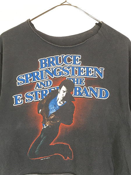 レディース 古着 80s Bruce Springsteen 「BORN IN THE USA TOUR 84-85」 ロック シンガー カットオフ Tシャツ 黒 M位 古着_画像2