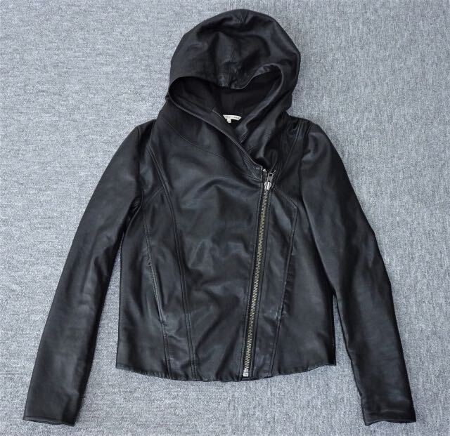 HELMUT LANG｜ヘルムートラング】HOODED LT JK / WASHD LMBSKN 羊革 