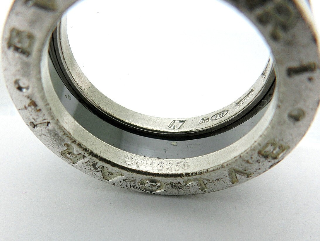 1000円スタート 指輪 BVLGARI ブルガリ セーブ・ザ・チルドレン 1バンドリング ブラックセラミック×シルバー Ag925 総重量約6.0g WHO B218の画像9