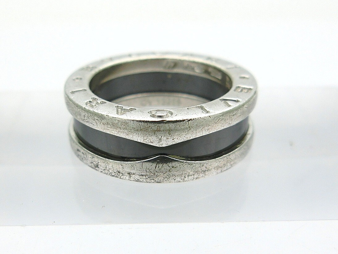 1000円スタート 指輪 BVLGARI ブルガリ セーブ・ザ・チルドレン 1バンドリング ブラックセラミック×シルバー Ag925 総重量約6.0g WHO B218の画像4