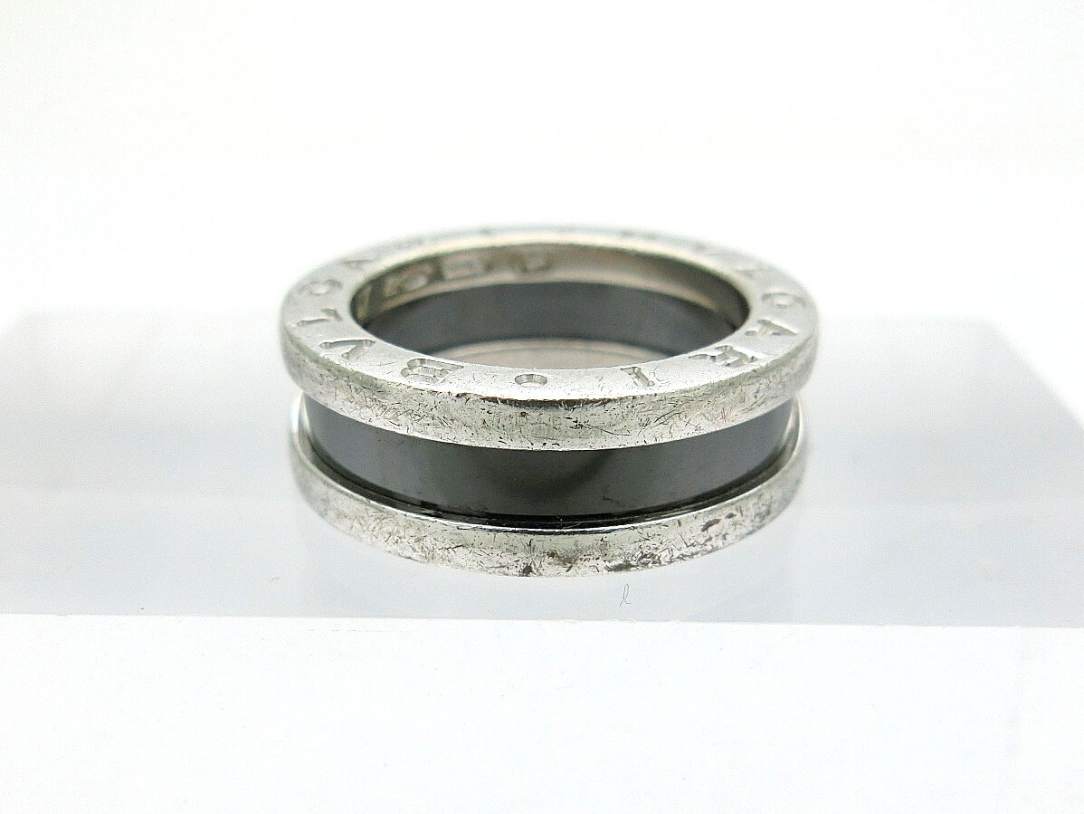 1000円スタート 指輪 BVLGARI ブルガリ セーブ・ザ・チルドレン 1バンドリング ブラックセラミック×シルバー Ag925 総重量約6.0g WHO B218の画像3