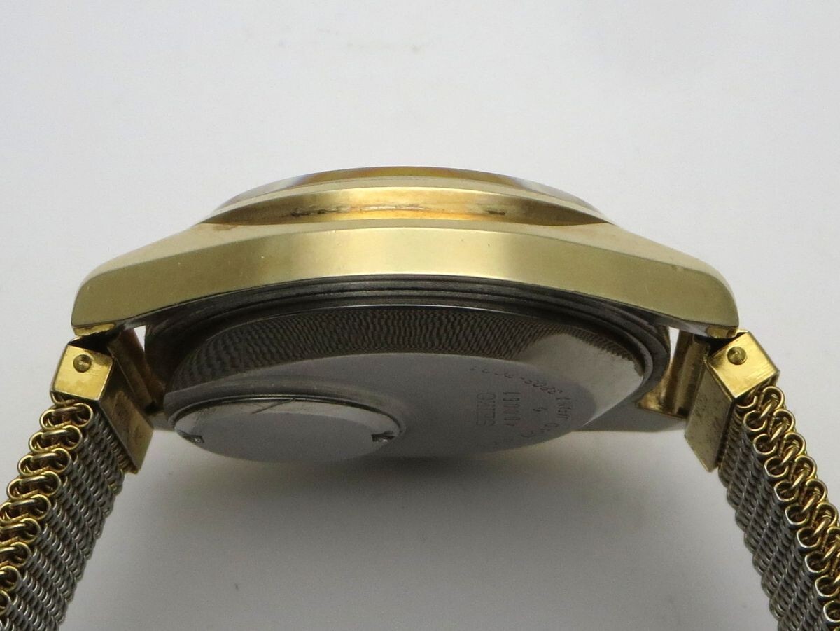 1000円スタート 腕時計 SEIKO セイコー 3803-7031 クオーツ QZ デイデイト 3針 ゴールド文字盤 CAP GOLD ラウンド メンズ 3 △A60044の画像4