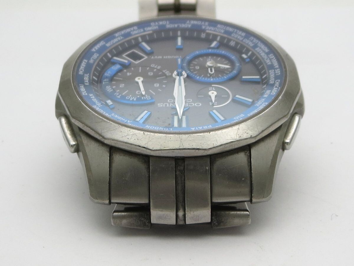 1000円スタート 腕時計 CASIO カシオ OCEANUS オシアナス 5075 OCW-S1400 電波ソーラー チタン ブラック系文字盤 メンズ 3 A60046_画像7