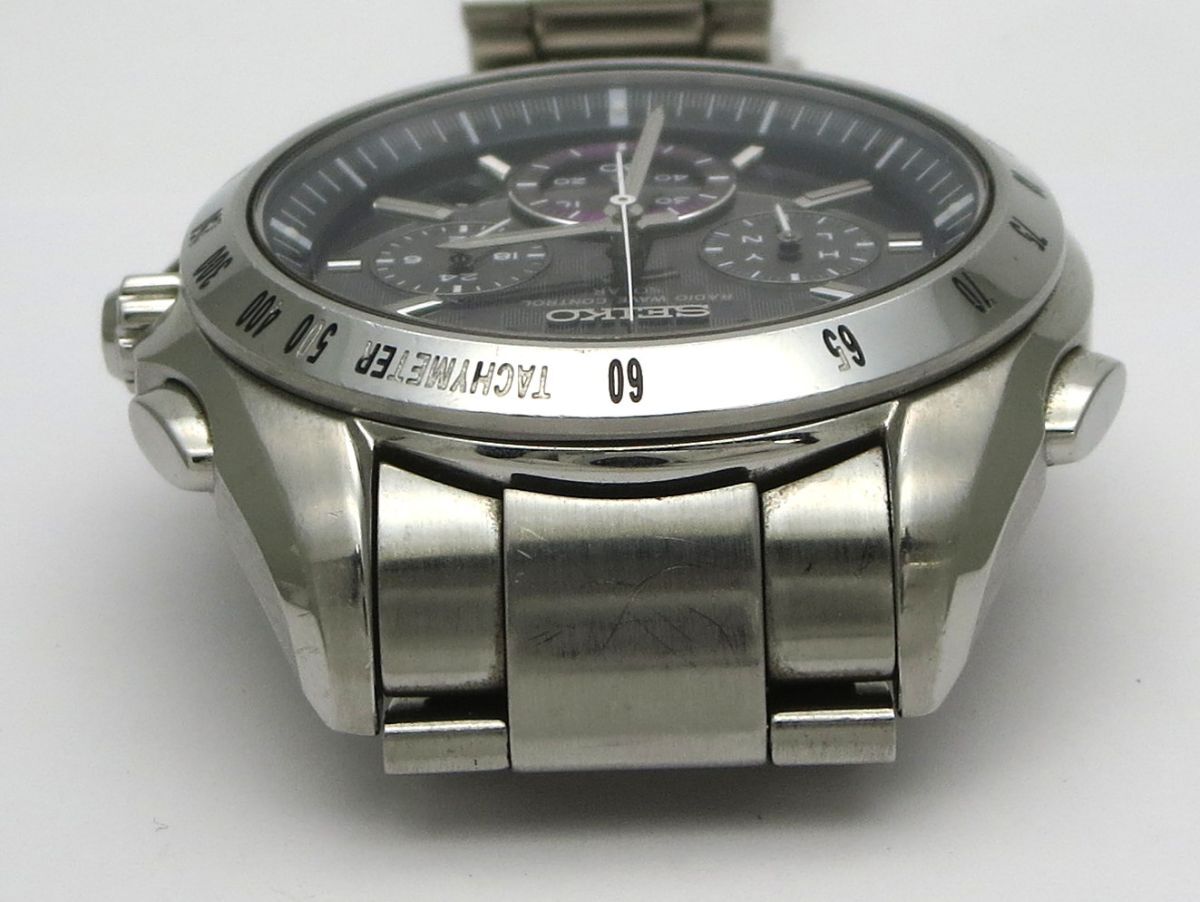 1000円スタート 腕時計 SEIKO セイコー ブライツ 8B82-0AE0 電波ソーラー クロノグラフ ブラック文字盤 ラウンド メンズ TKW Z60045の画像7