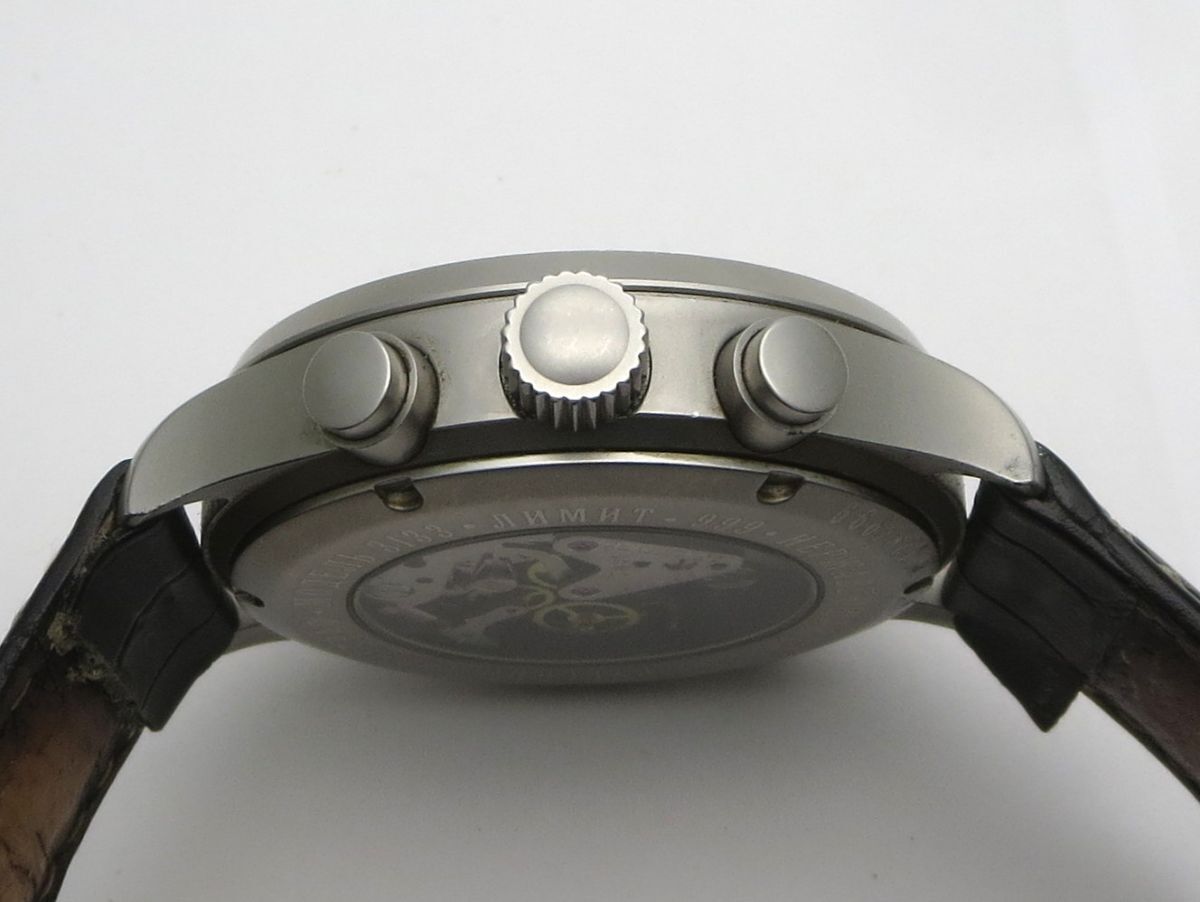 1000円スタート 腕時計 STURMANSKIE シュトゥルマンスキー クロノグラフ 手巻 MT ブラック文字盤 ロシア製 ラウンド メンズ 2 CMD Z60040