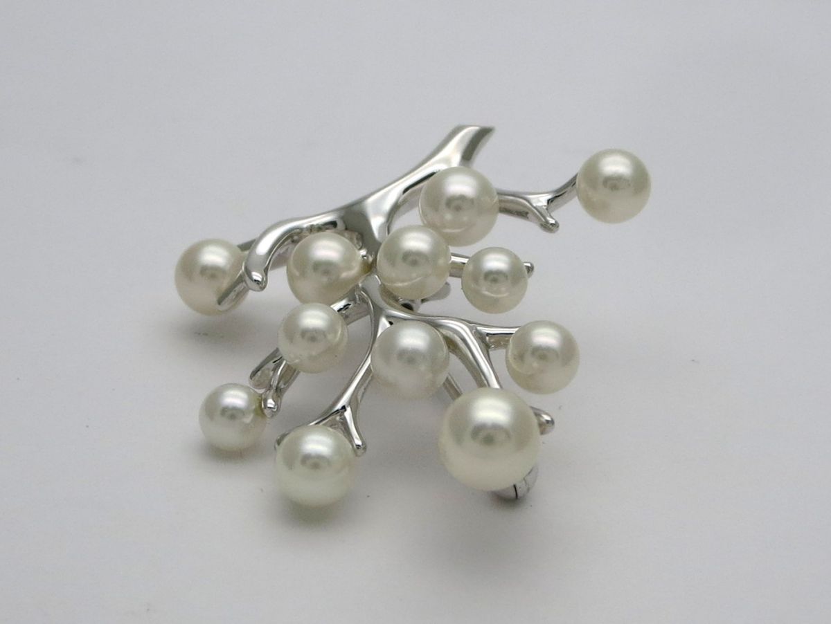 1000円スタート ブローチ MIKIMOTO ミキモト パール 真珠 約4～５mm 総重量約4.7g シルバー 服飾小物/アクセサリー TSN B60071