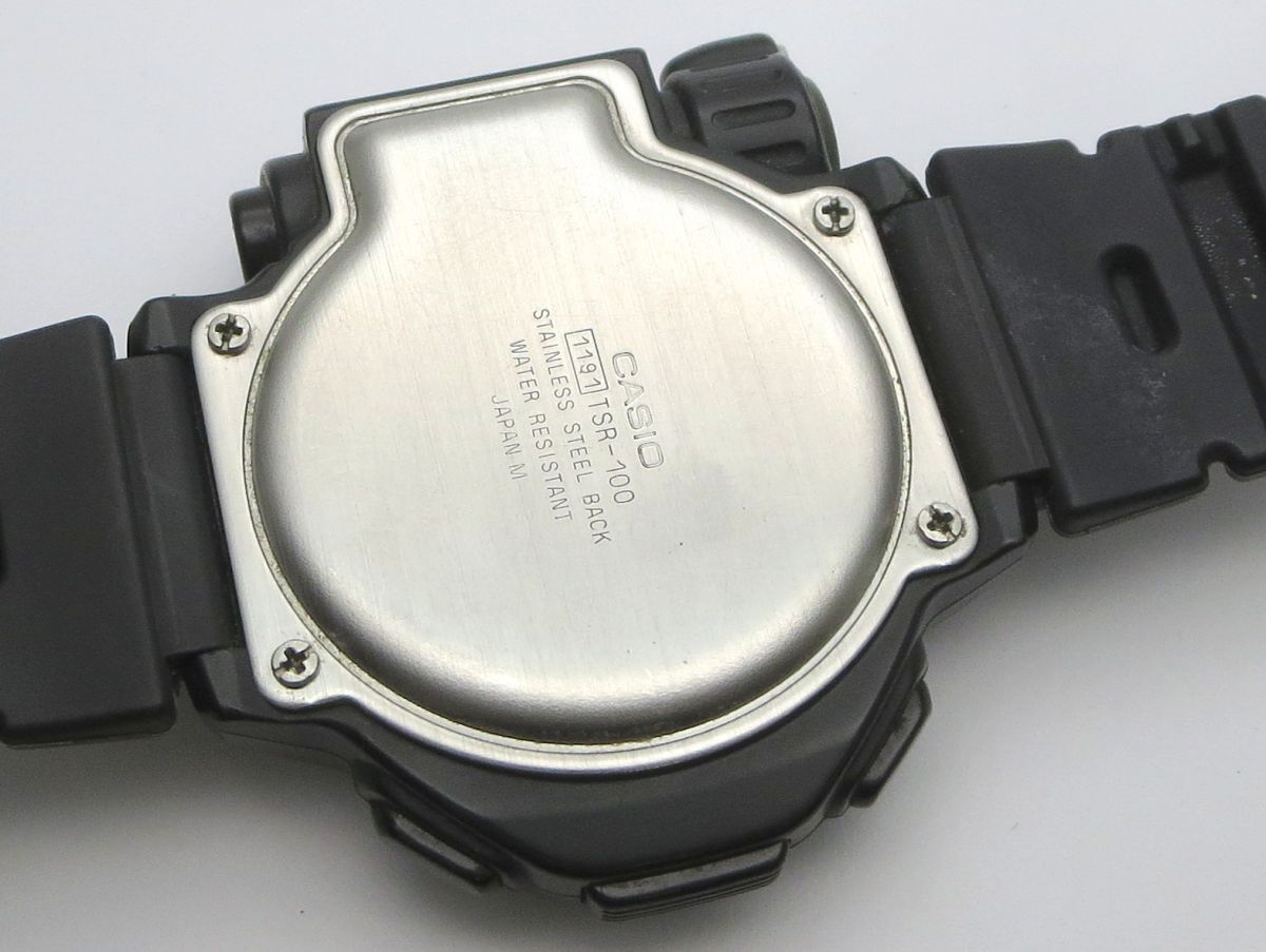 1000 иен старт наручные часы CASIO Casio Thermo сканер 1191 TSR-100 кварц QZ радиация датчик температуры черный чёрный цифровой мужской 2 Z60048