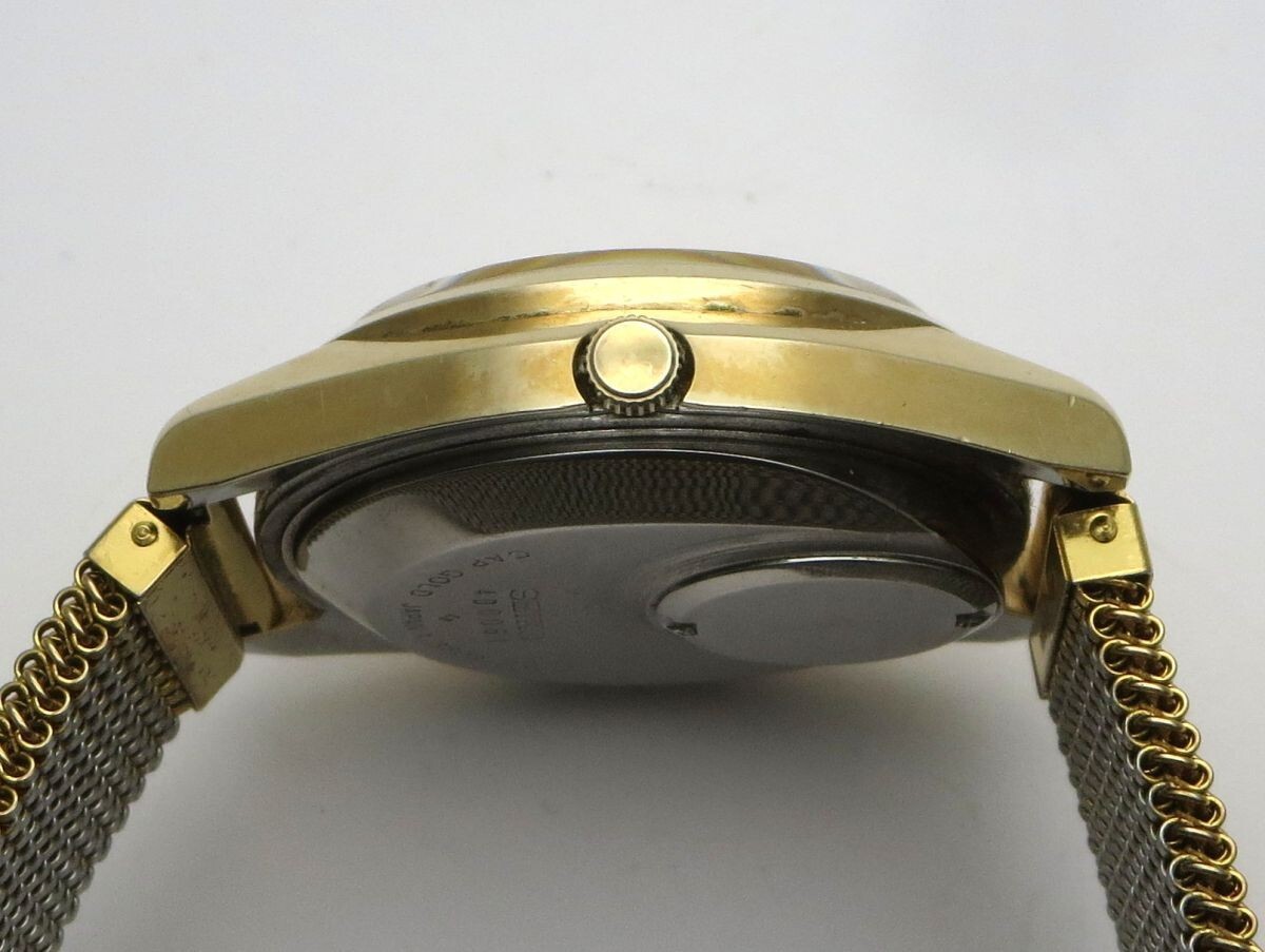 1000円スタート 腕時計 SEIKO セイコー 3803-7031 クオーツ QZ デイデイト 3針 ゴールド文字盤 CAP GOLD ラウンド メンズ 3 △A60044の画像3