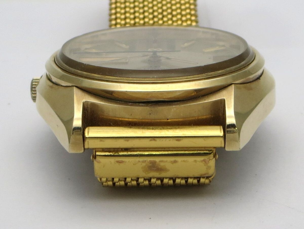 1000円スタート 腕時計 SEIKO セイコー 3803-7031 クオーツ QZ デイデイト 3針 ゴールド文字盤 CAP GOLD ラウンド メンズ 3 △A60044の画像7