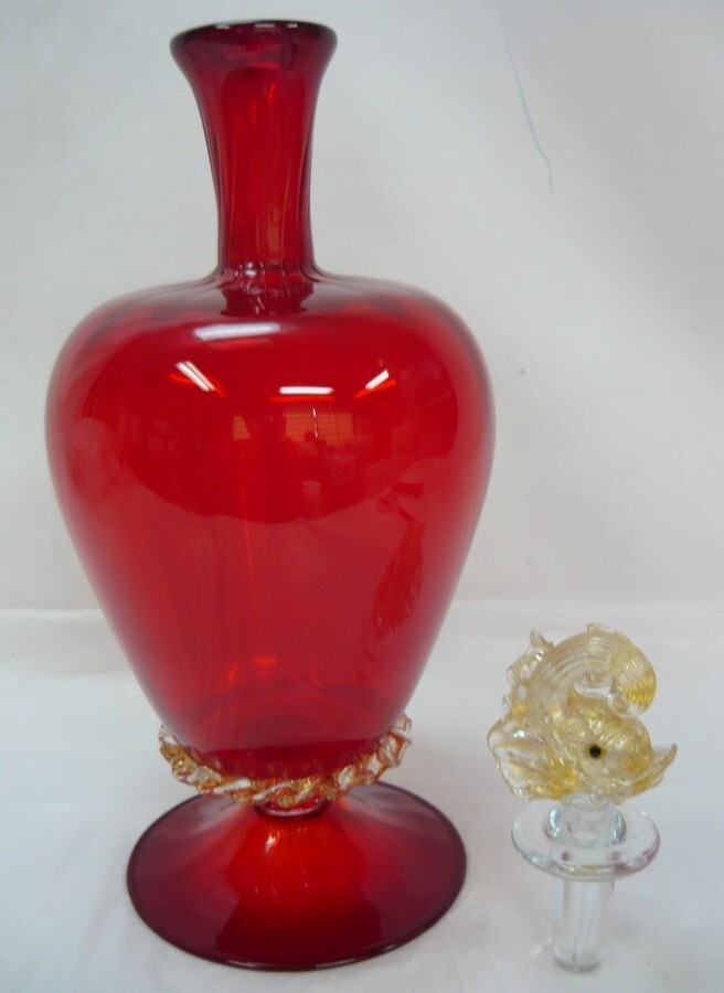 1000円スタート 花瓶 MURANO GLASS ムラーノ(ムラノ)グラス ベネチアンガラス laguna 硝子細工 フラワーベース 花器 水瓶類 4 B10007の画像1