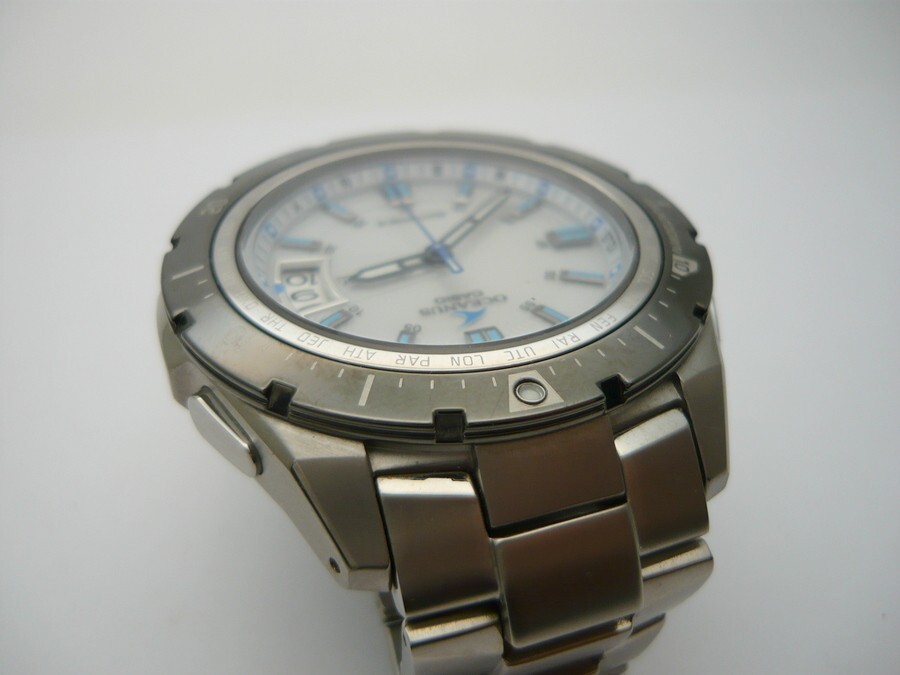 1000円スタート 腕時計 CASIO カシオ OCEANUS オシアナス 5130 OCW-P100 電波ソーラー デイト マルチバンド6 ホワイト文字盤 3 A10013の画像8