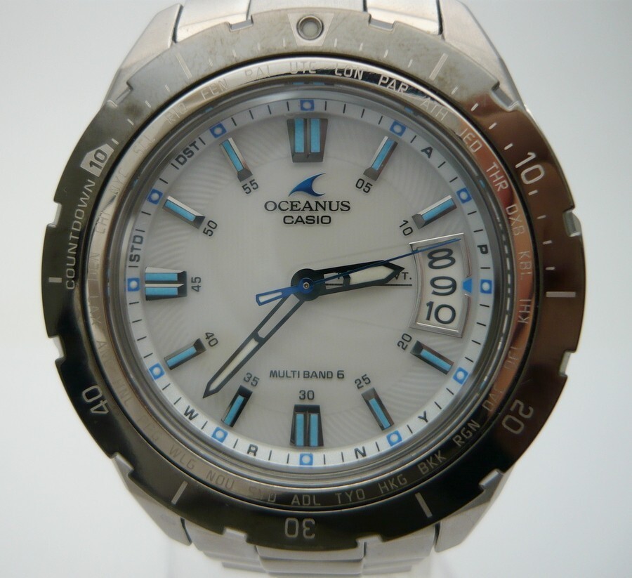 1000円スタート 腕時計 CASIO カシオ OCEANUS オシアナス 5130 OCW-P100 電波ソーラー デイト マルチバンド6 ホワイト文字盤 3 A10013の画像1