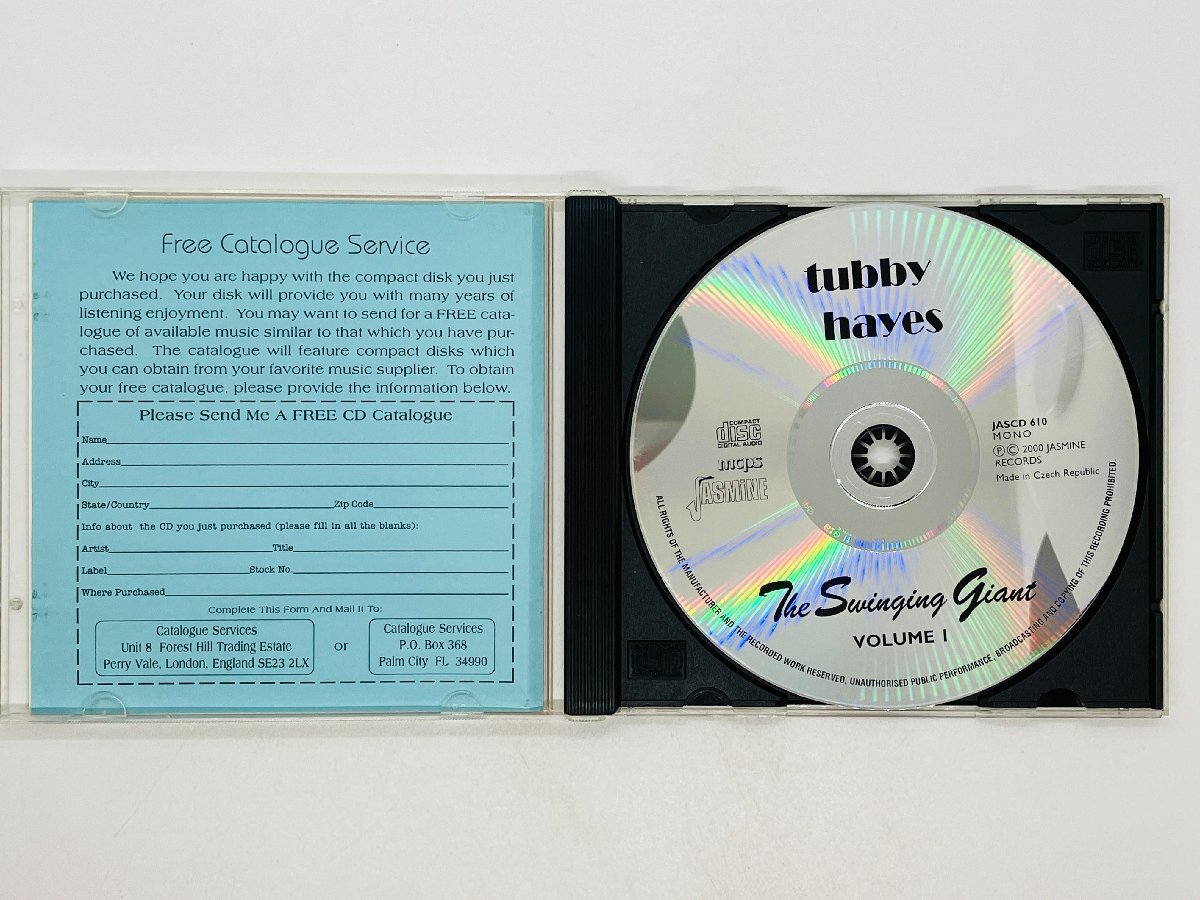 即決CD チェコ盤 TUBBY HAYES / THE SWINGING GIANT,VOL1 Volume One タビーヘイズ made in Czech JASCD610 Y34_画像3