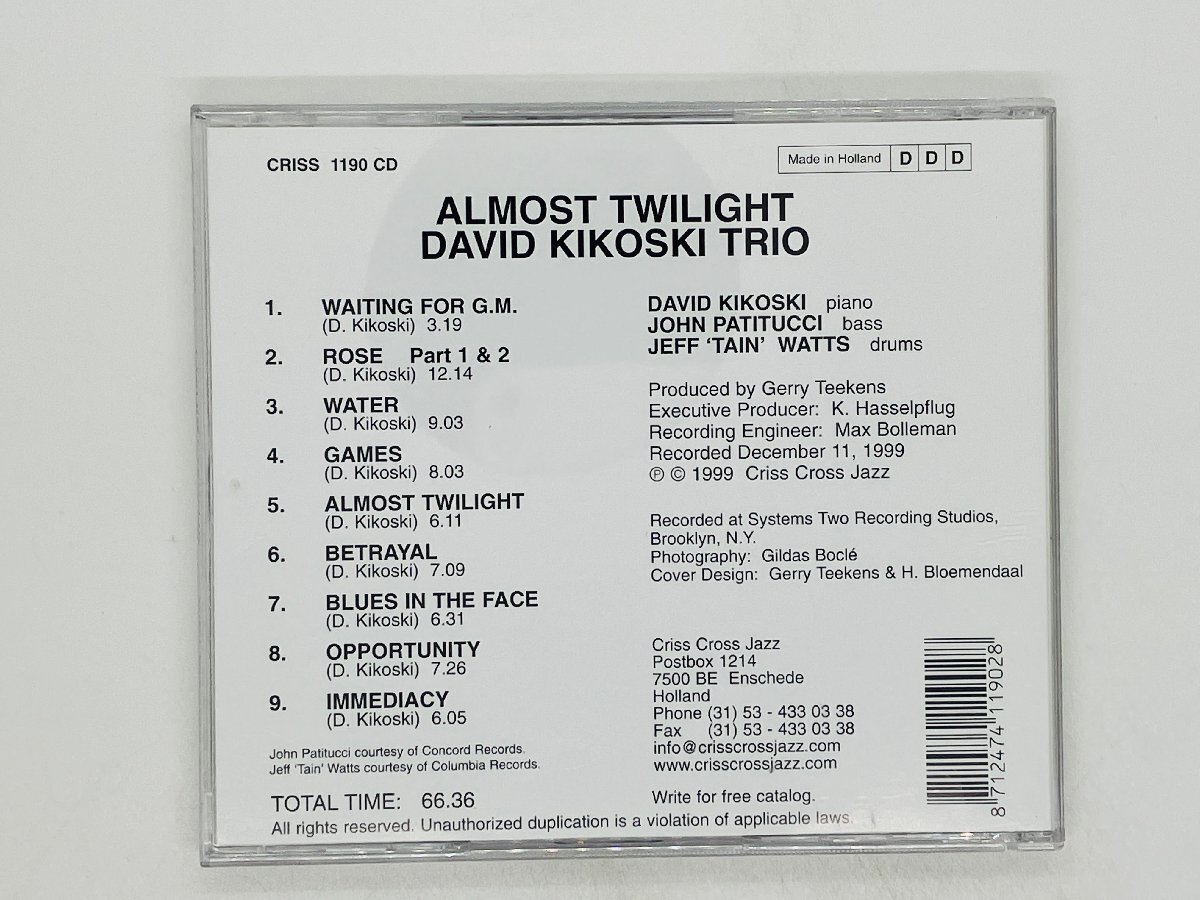 即決CD デイヴィッド・キコスキー David Kikoski / ALMOST TWILIGHT / John Patitucci M03_画像2
