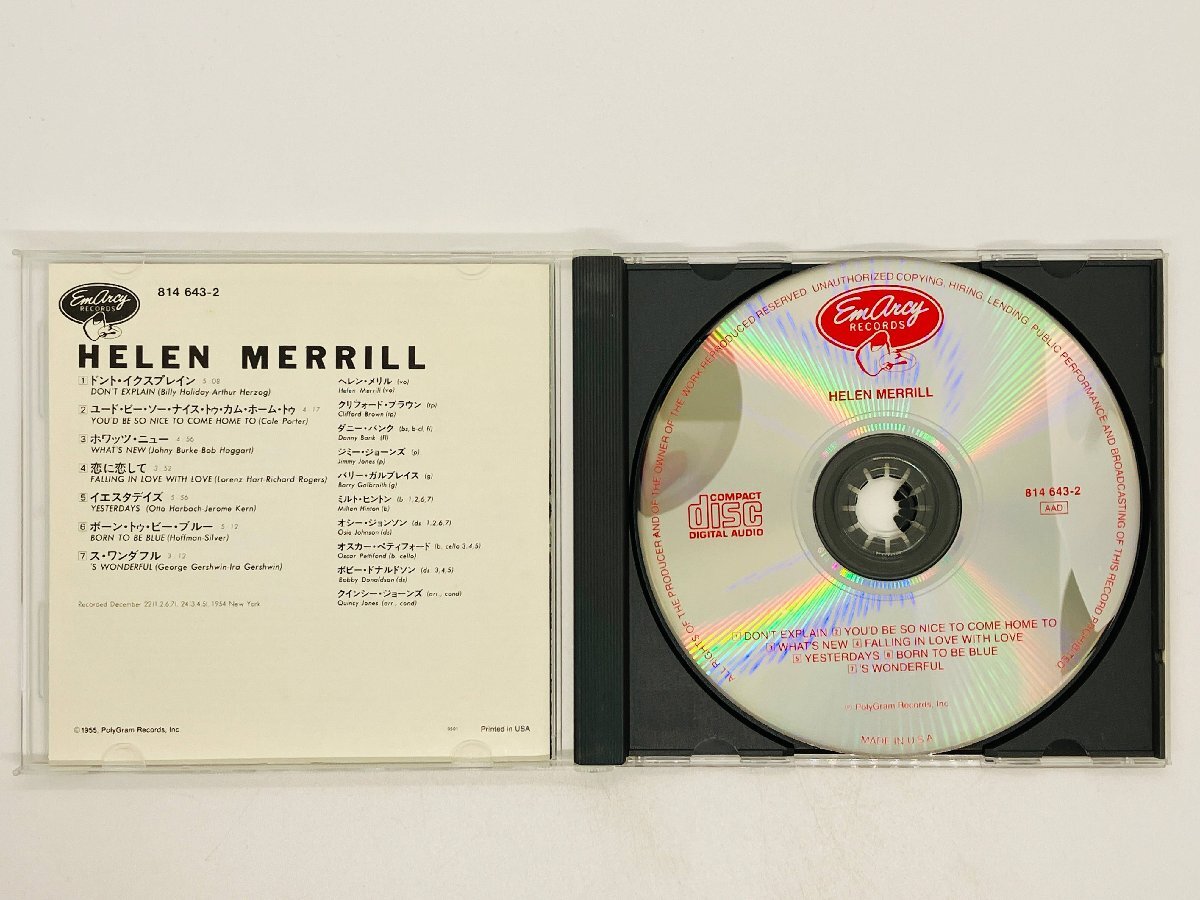 即決CD HELEN MERRILL / ヘレン・メリル / DON'T EXPLAIN / YOU'D BE SO NICE TO COME HOME TO / ツメカケ 8146432 X17の画像3