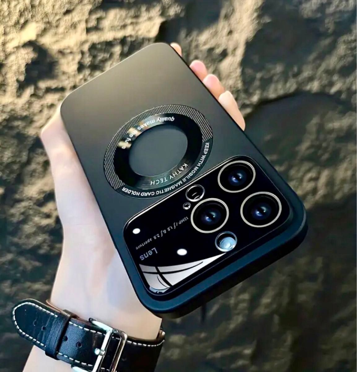 iPhone 15 promax ケース ブラック カラー カメラ カバー レンズ 保護 MagSafe 対応 磁気充電 ♪