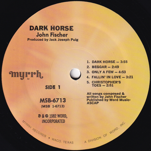 米国LP☆ JOHN FISCHER Dark Horse（US Myrrh MSB-6713）ジョン・フィッシャー リーランド・スカラー_画像4
