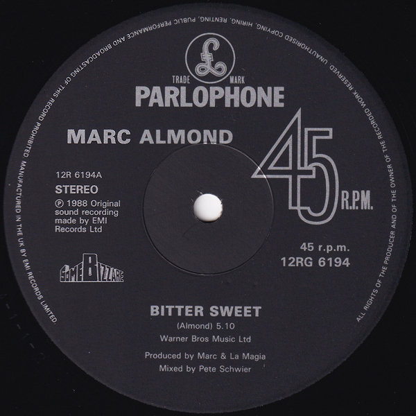 英国12inch☆ MARC ALMOND Bitter-Sweet（UK Parlophone 12RG 6194）マーク・アーモンド ソフト・セル ANDREW CATLIN_画像4