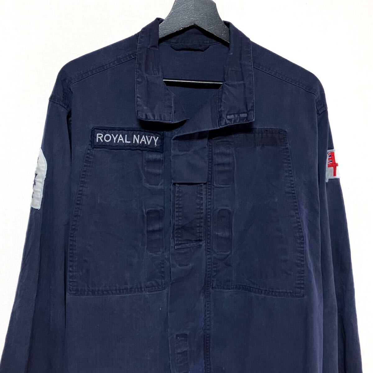 イギリス軍 コンバット ジップアップ シャツ ジャケット ワッペン付き ロイヤルネイビー ホワイトエンサイン RAF ユーロ_画像2