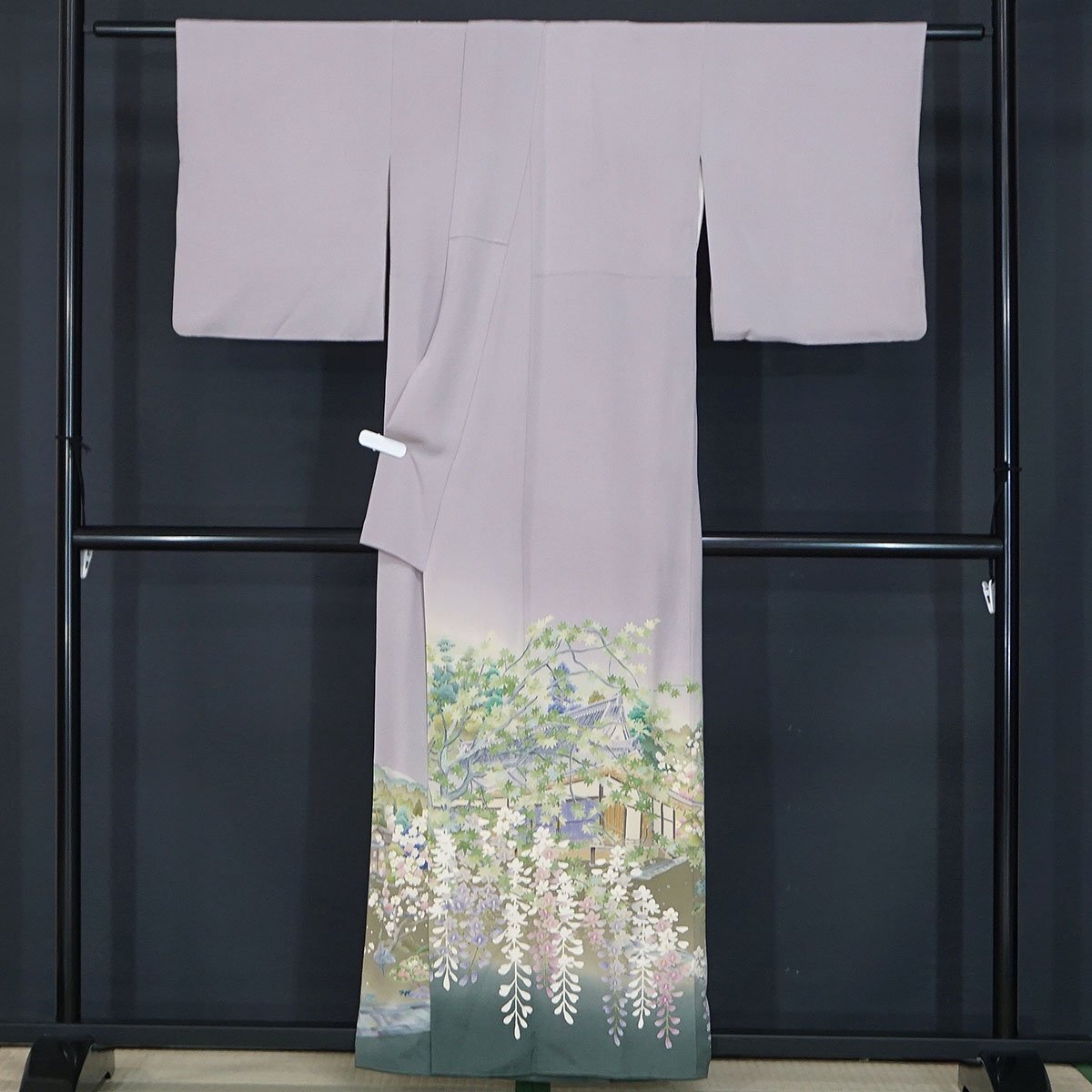 155cm　Mサイズ　京友禅　正絹色留袖　薄藤色　結婚式　フォーマル　k201_画像3