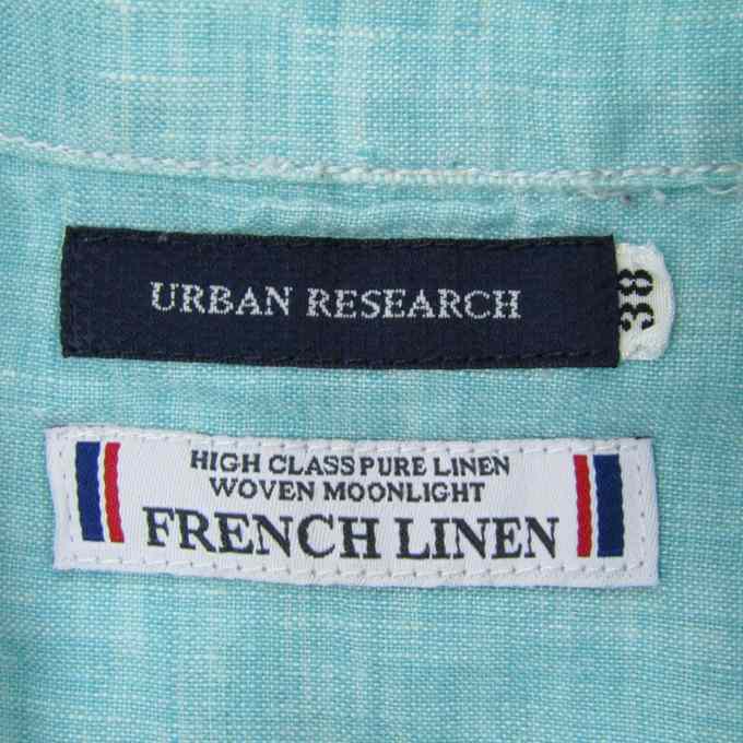 アーバンリサーチ 長袖シャツ トップス カットソー FRENCH LINEN メンズ 38サイズ ブルー URBAN RESEARCH_画像3