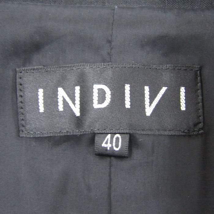 インディヴィ テーラードジャケット アウター スーツ ウール混 ワールド レディース 40サイズ ブラック INDIVI_画像3