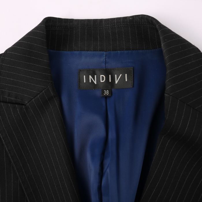 インディヴィ テーラードジャケット アウター スーツ ウール混 ワールド レディース 38サイズ ブラック INDIVI_画像4