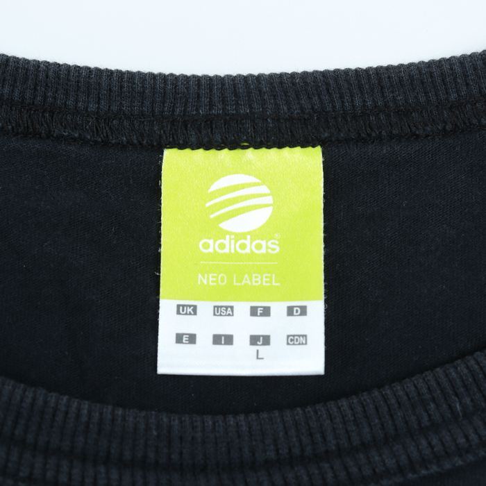 アディダス 長袖Tシャツ チュニック ロゴT ネオレーベル レディース Lサイズ 黒×青×黄 adidas_画像3