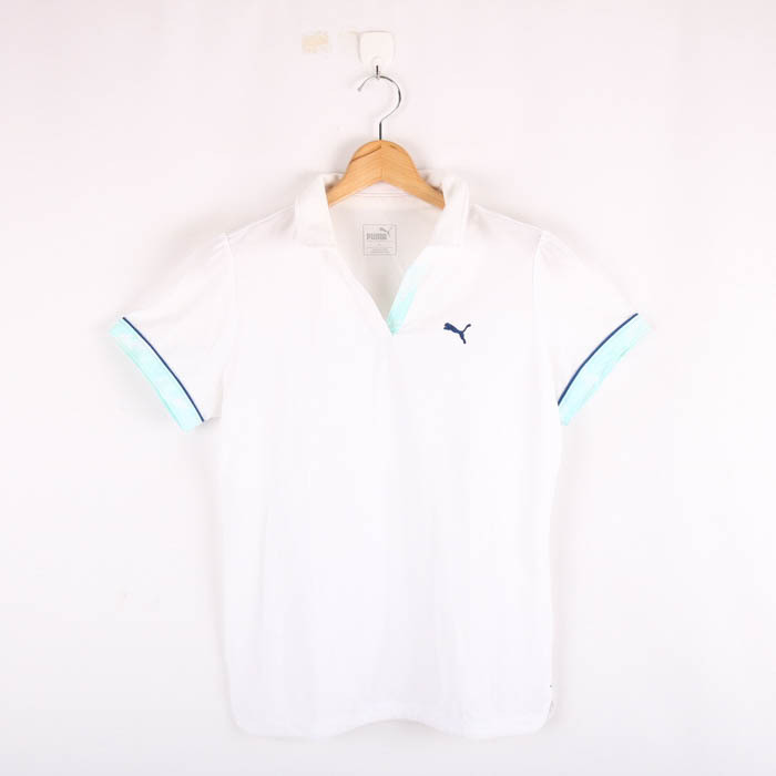  Puma polo-shirt short sleeves tops sportswear golf wear lady's XL size white PUMA