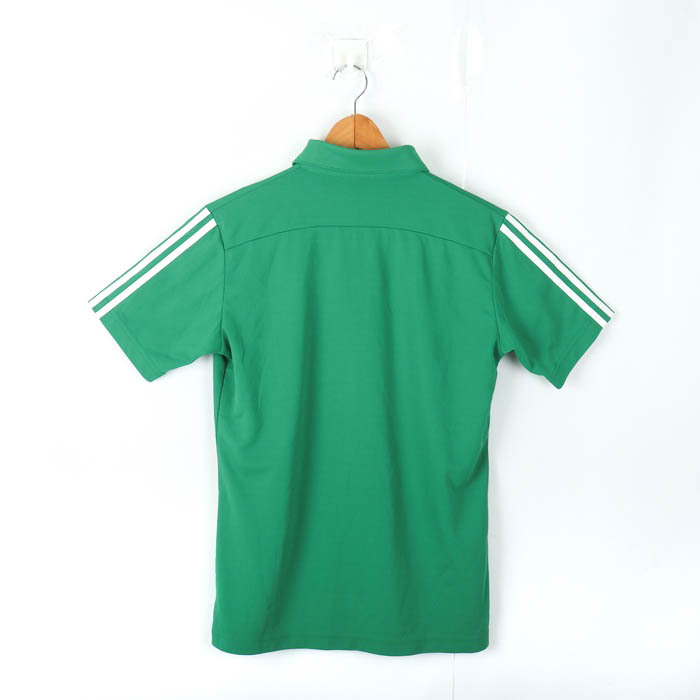 アディダス 半袖ポロシャツ 袖ライン 胸ロゴ ゴルフウエア メンズ S/Pサイズ 緑×白 adidas_画像2
