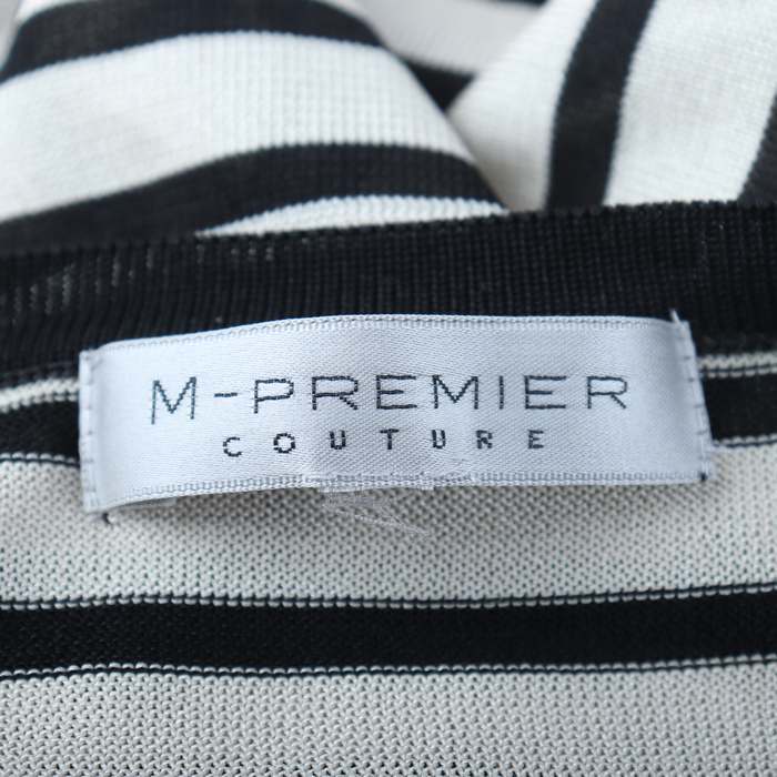 エムプルミエ カーディガン ニット セーター 半袖 ボーダー レディース 38サイズ ベージュ ブラック M-premier_画像3