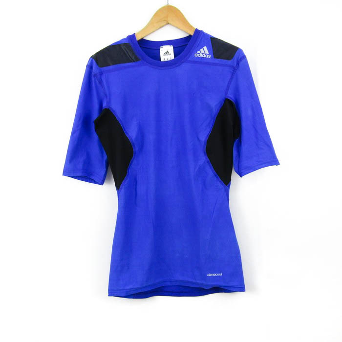 アディダス 半袖Tシャツ テックフィット コンプレッションインナー 大きいサイズ メンズ Oサイズ 青×黒 adidasの画像1