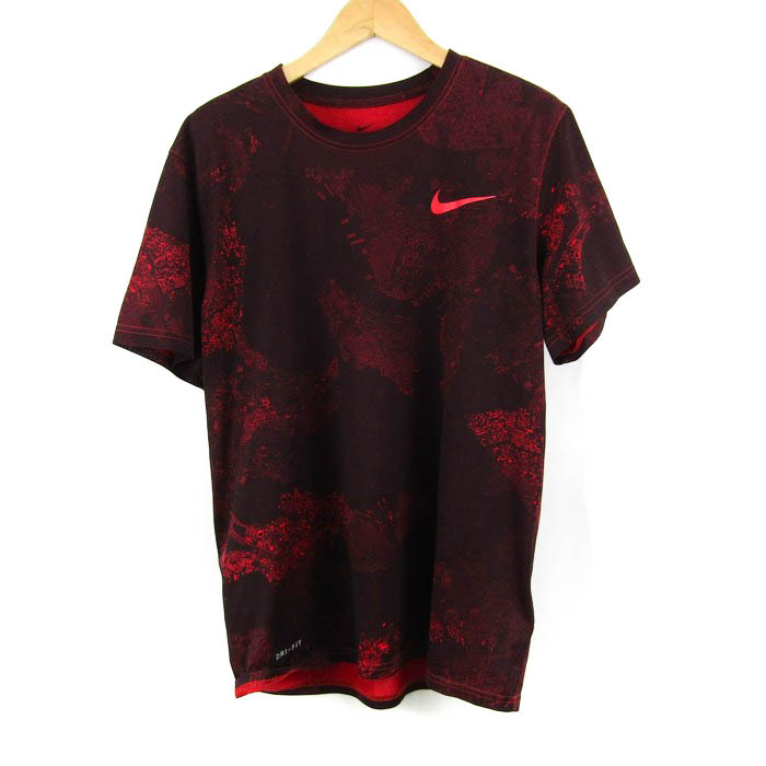 ナイキ 半袖Tシャツ ワンポイントロゴ スポーツウエア ドライフィット メンズ Lサイズ レッド NIKEの画像1