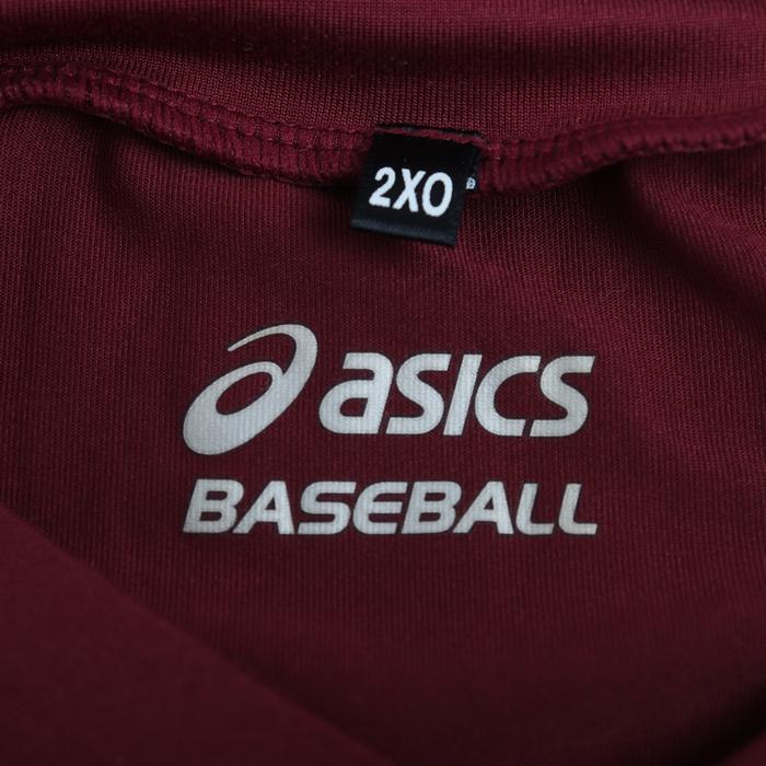 アシックス 長袖Ｔシャツ トップス 野球 メッシュ スポーツウエア 大きいサイズ メンズ 2XOサイズ エンジ asics_画像3