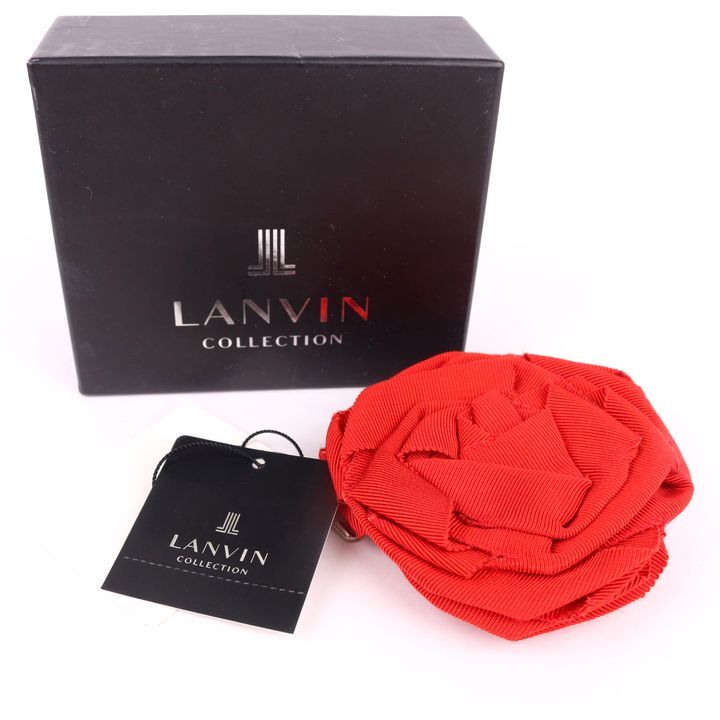 ランバン ブローチ 未使用 フラワーモチーフ ハンドメイド ブランド 雑貨 レディース レッド LANVIN