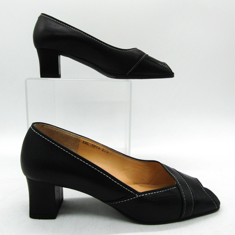 トラサルディ パンプス オープントゥ ブランド 靴 シューズ 日本製 黒 レディース 22.5サイズ ブラック TRUSSARDI_画像8