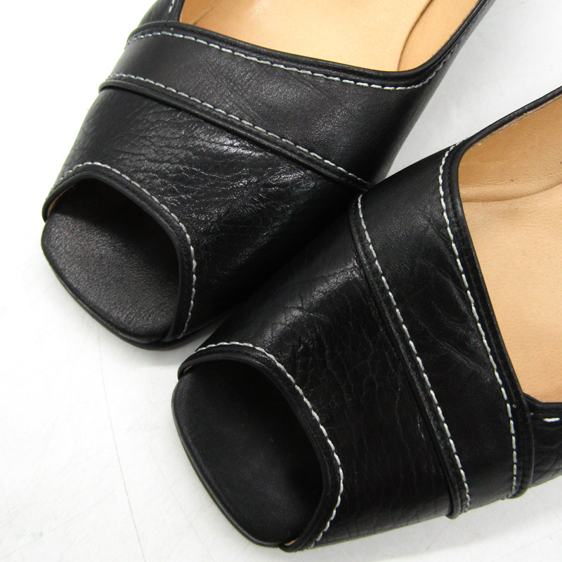トラサルディ パンプス オープントゥ ブランド 靴 シューズ 日本製 黒 レディース 22.5サイズ ブラック TRUSSARDI_画像2