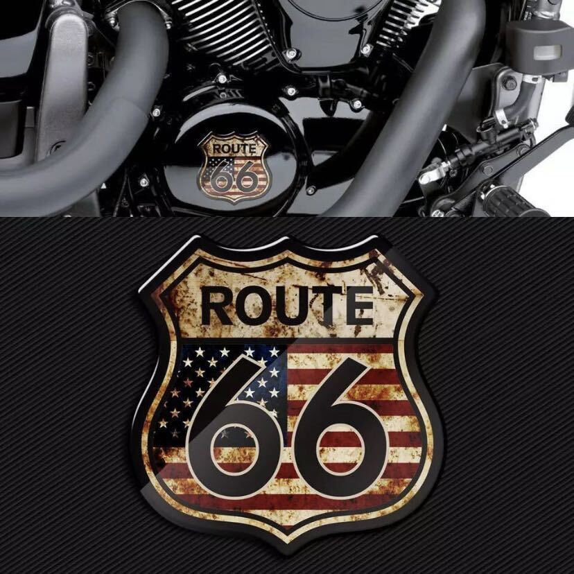 ルート66 アメリカ国道 ステッカー ヴィンテージ インテリア ハーレーダビットソン バイク3Dステッカー_画像2